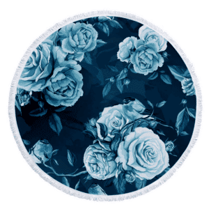 Serviette de plage ronde roses noir et blanc