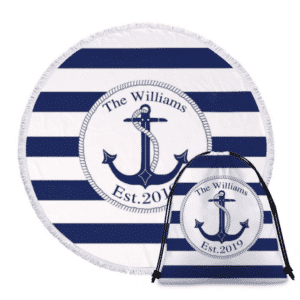 Serviette de plage ronde marin + sac
