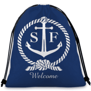 Serviette de plage ronde nautique sac