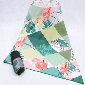 Serviette de plage en microfibre flamant rose detail