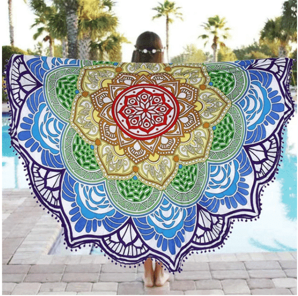 Serviette de plage ronde en forme de mandala