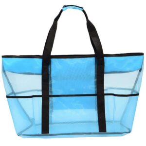 Grand sac de plage en maille bleu