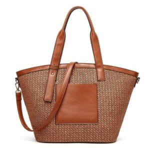 Generic Sac fourre-Tout de Plage en Paille pour Femme avec Sac à Main bohème d'été tissé à chaîne à Glands Blanc 
