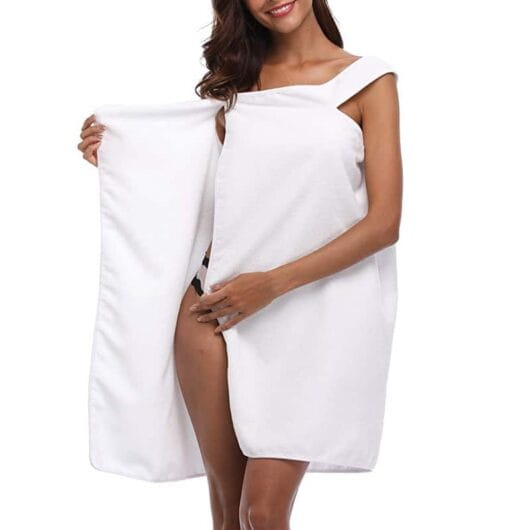 Pareo de bain éponge en microfibre blanc produit