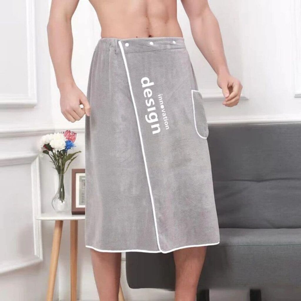 Pareo de plage pour homme en éponge gris