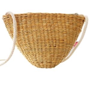 Petit sac de plage en paille à bandoulière description