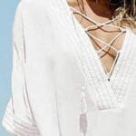 Robe paréo de plage à lacet col en V detail