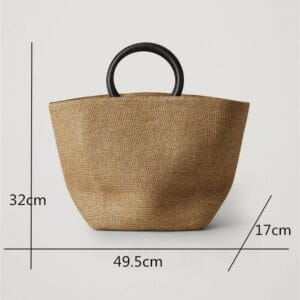 Sac de plage en paille anses rondes dimensions