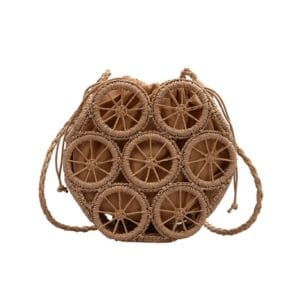 Sac de plage en paille et rotin marron