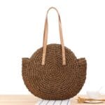 Sac de plage en paille fourre-tout marron