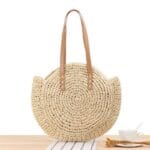 Sac de plage en paille fourre-tout naturel