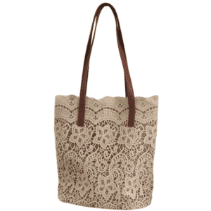Sac de plage pour femme en dentelle marron