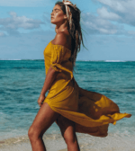 Robe de plage à épaules dénudées jaune