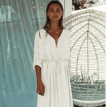 Robe de plage longue style chemisier blanc 1