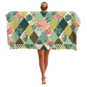 Serviette de plage en microfibre flamant rose