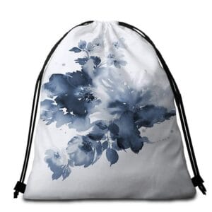 Serviette de plage ronde à fleurs abstrait sac
