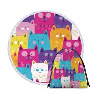 Serviette de plage ronde chat + sac