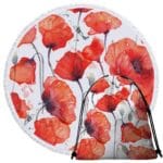 Serviette de plage ronde coquelicots + sac