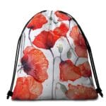 Serviette de plage ronde coquelicots sac