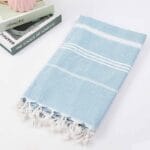 Serviette fouta de plage bleu