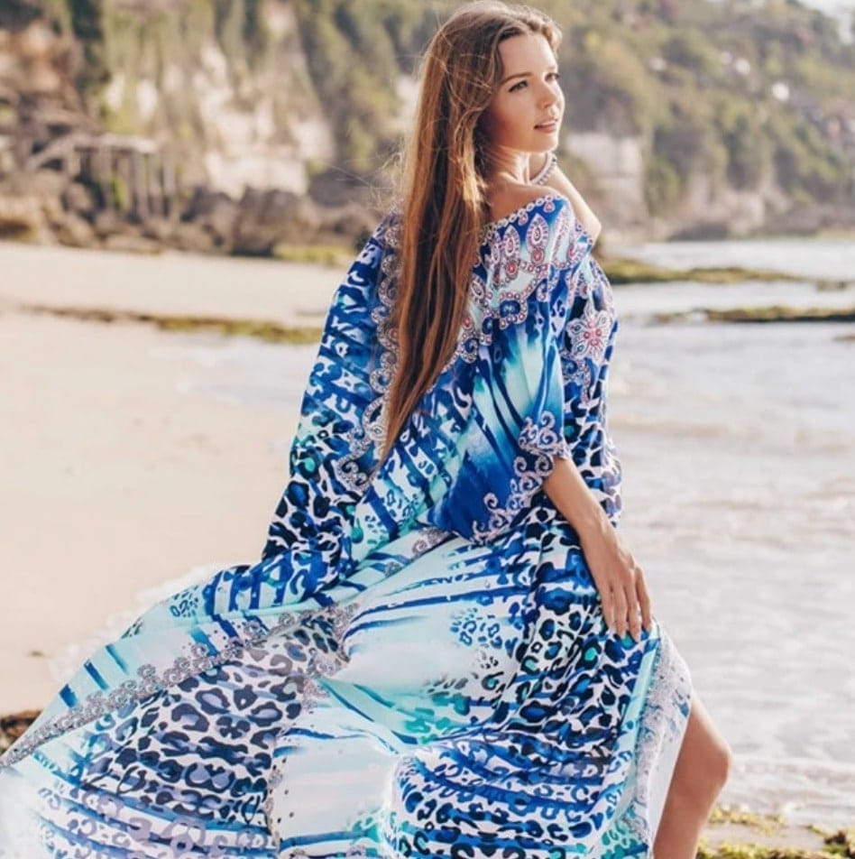 Robe paréo motifs bleu azur