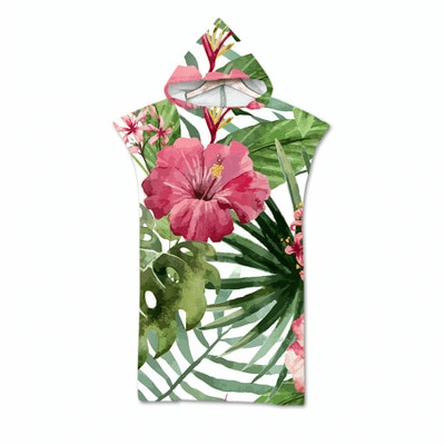 Serviette de plage à capuche tropicale fleur