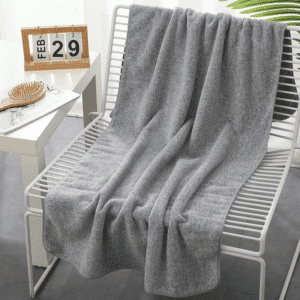 Serviette de plage en fibre de bambou gris uni