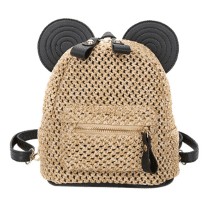 Sac à dos en paille patchwork noir