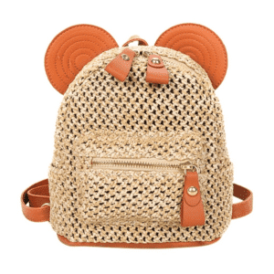 Sac à dos en paille patchwork orange