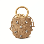 Sac de plage en paille original marron
