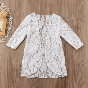 Robe pareo pour enfant en dentelle blanc 2