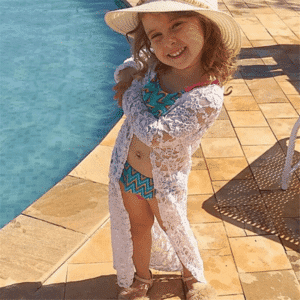 Robe pareo pour enfant en dentelle blanc 1