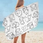 Serviette de plage en microfibre éléphant dessin