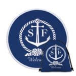 Serviette de plage ronde nautique + sac