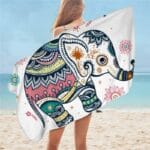 Serviette de plage en microfibre éléphant blanc