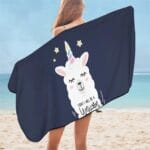 Serviette de plage en microfibre lama bleu