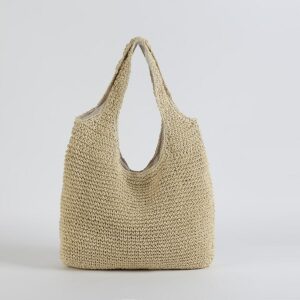 Sac de plage en rotin beige