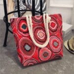 Sac de plage pour femme imprimé en toile rouge