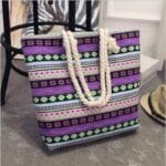 Sac de plage pour femme imprimé en toile violet
