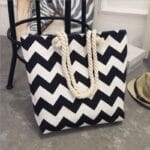 Sac de plage pour femme imprimé en toile noir