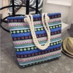 Sac de plage pour femme imprimé en toile bleu ciel