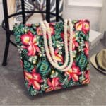 Sac de plage pour femme imprimé en toile vert clair