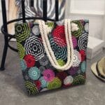 Sac de plage pour femme imprimé en toile multicolore