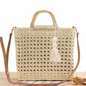 Sacoche de plage pour femme beige