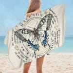 Serviette de plage en microfibre papillon beige