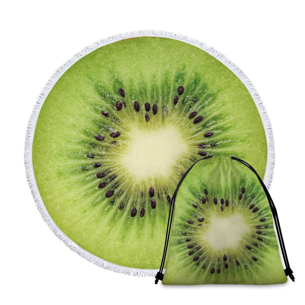 Serviette de plage ronde fruits du kiwi sac