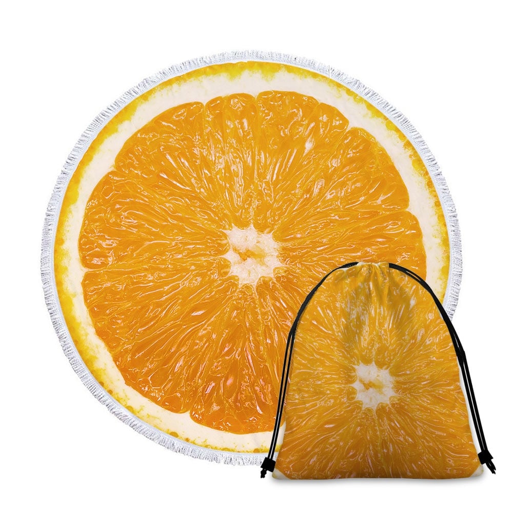 Serviette de plage ronde fruits orange sac