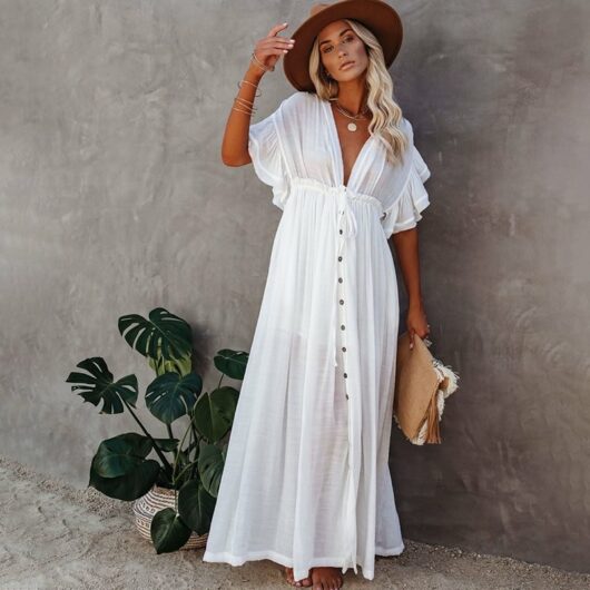 Robe de plage style oversize Blanc 1