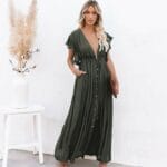 Robe de plage style oversize vert foncé