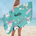 Serviette de plage en microfibre lama vert